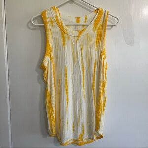 Members Mark Women’s Size L Yellow and White Ribbed Sleeveless Tank Top